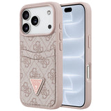 Husă pentru iPhone 17 Pro / iPhone 18 Pro, Guess Hardcase 4G Double Card Triangle, Roz