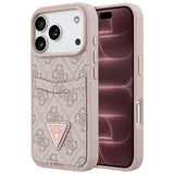 Husă pentru iPhone 17 Pro Max / iPhone 18 Pro Max, Guess Hardcase 4G Double Card Triangle, Roz