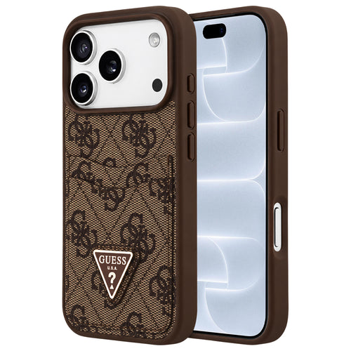 Husă pentru iPhone 17 Pro / iPhone 18 Pro, Guess Hardcase 4G Double Card Triangle, Maro