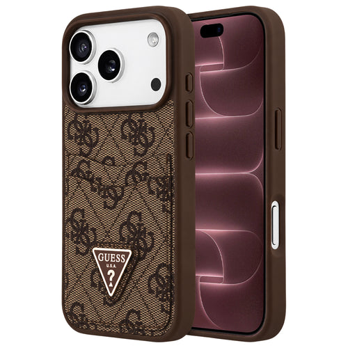 Husă pentru iPhone 17 Pro Max / iPhone 18 Pro Max, Guess Hardcase 4G Double Card Triangle, Maro