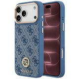 Husă pentru iPhone 17 Pro Max / iPhone 18 Pro Max, Guess Hardcase 4G Strass Logo MagSafe, Albastră