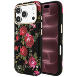 Husă pentru iPhone 17 Pro Max / iPhone 18 Pro Max, Guess Blossom Roses Print MagSafe, Neagră