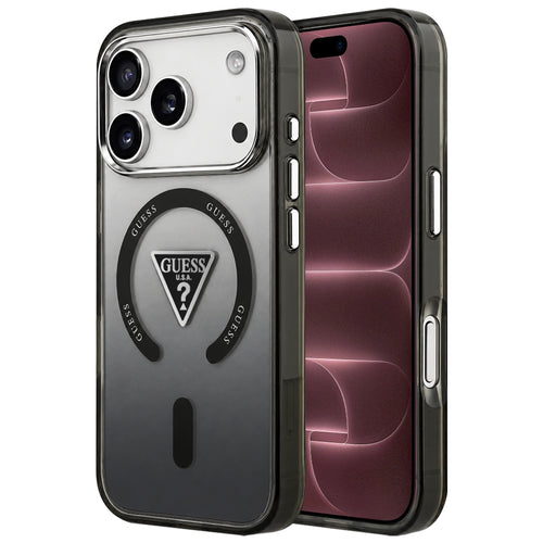 Husă pentru iPhone 17 Pro Max / iPhone 18 Pro Max, Guess IML Gradient Triangle MagSafe, Neagră