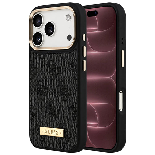 Husă pentru iPhone 17 Pro Max / iPhone 18 Pro Max, Guess Hardcase 4G Logo Plate MagSafe, Neagră