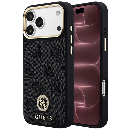 Husă pentru iPhone 17 Pro Max / iPhone 18 Pro Max, Guess Hardcase 4G Strass Logo MagSafe, Neagră