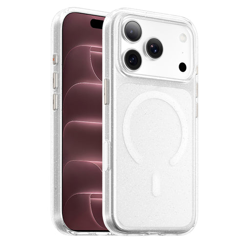 Husă pentru iPhone 17 Pro Max / iPhone 18 Pro Max, Blueo Crystal Pro Anti-Drop MagSafe, Transparentă cu sclipici