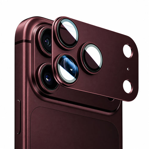 Folie protectie camera pentru iPhone 18 Pro, Blueo Integrated Metal Camera Lens Protector, Bordo