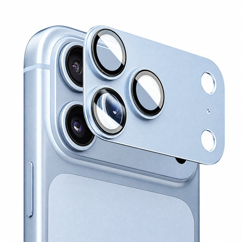 Folie protectie camera pentru iPhone 18 Pro Max, Blueo Integrated Metal Camera Lens Protector, Albastru deschis