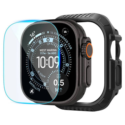 Husă pentru Apple Watch Ultra 1 / 2 / 3 / 4 (49mm), Spigen Lock Fit cu protecție ecran, Neagră