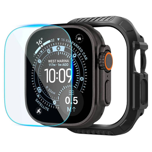 Husă pentru Apple Watch Ultra 1 / 2 / 3 / 4 (49mm), Spigen Lock Fit cu protecție ecran, Neagră