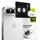 Folie protectie camera pentru iPhone Duo, Ringke Camera Lens Frame Glass, set 2 bucati, Neagra