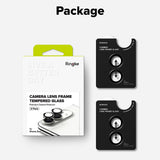 Folie protectie camera pentru iPhone Duo, Ringke Camera Lens Frame Glass, set 2 bucati, Neagra