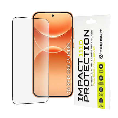 Folie telefon pentru Oppo A7 Pro Max, Techsuit 111D Full Cover Full Glue Glass, Neagra