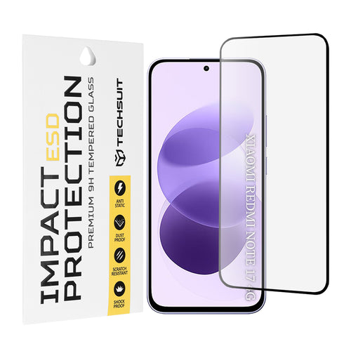 Folie telefon pentru Xiaomi Redmi Note 17 4G / Redmi Note 17 5G, Techsuit ESD Glass, Neagra