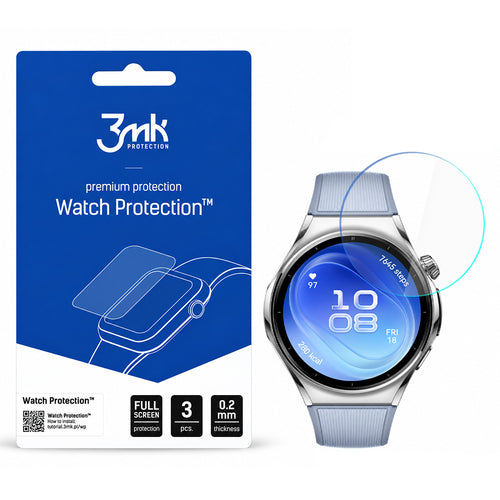 Folie pentru Huawei Watch GT 4 46mm, 3mk Watch Protection ARC, Transparentă (set 3 bucăți)