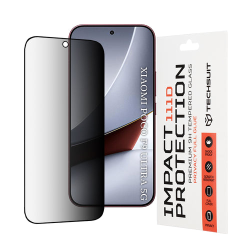 Folie telefon pentru Xiaomi Poco F9 Ultra, Techsuit 111D Privacy Full Glue, Neagra