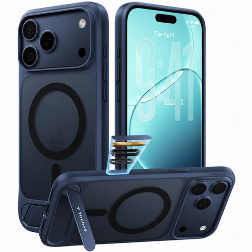 Husă pentru iPhone 18 Pro, Torras Ostand L1 Guardian, Bleumarin