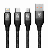 Cablu 3-in-1 USB la USB-C, Lightning, Micro-USB Nillkin Swift Pro, 60W, 1.5m, Negru
