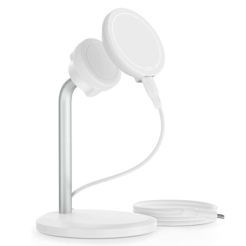 Incarcator wireless ESR HaloLock Shift, Stand cu Removable Magnetic Pad, MagSafe Compatible, alb