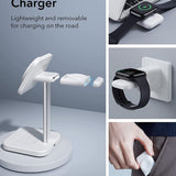 Incarcator wireless 3in1 ESR HaloLock, pentru iPhone MagSafe, AirPods Pro si Apple Watch, cu Detasabil Watch Charger, alb