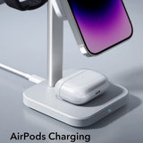 Incarcator wireless 3in1 ESR HaloLock, pentru iPhone MagSafe, AirPods Pro si Apple Watch, cu Detasabil Watch Charger, alb