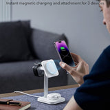 Incarcator wireless 3in1 ESR HaloLock, pentru iPhone MagSafe, AirPods Pro si Apple Watch, cu Detasabil Watch Charger, alb