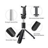 Selfie stick Techsuit (L01s), Tripod Stable Mount cu Brat extensibil, Bluetooth Telecomanda, 70cm, negru