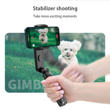 Gimbal Techsuit Gimbal Mini Selfie stick (Q09), Trepied stabilizator cu LED Light si Bluetooth Telecomanda, 70cm, negru