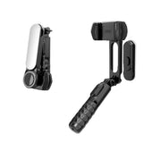 Gimbal Techsuit Gimbal Mini Selfie stick (Q09), Trepied stabilizator cu LED Light si Bluetooth Telecomanda, 70cm, negru