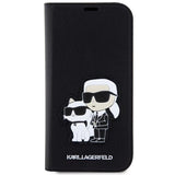 Husa tip carte Karl Lagerfeld compatibila cu iPhone 14 Pro, TPU, piele ecologica Saffiano, microfibra, Negru