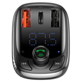 Modulator FM Baseus si Incarcator auto S-13 (CCMT000101), 2x USB, Type-C, Bluetooth MP3 Player, Afisaj LED, negru