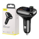 Modulator FM Baseus si Incarcator auto S-13 (CCMT000101), 2x USB, Type-C, Bluetooth MP3 Player, Afisaj LED, negru