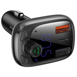 Modulator FM Baseus si Incarcator auto S-13 (CCMT000101), 2x USB, Type-C, Bluetooth MP3 Player, Afisaj LED, negru