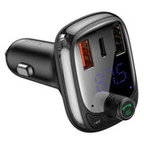 Modulator FM Baseus si Incarcator auto S-13 (CCMT000101), 2x USB, Type-C, Bluetooth MP3 Player, Afisaj LED, negru