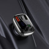 Modulator FM Baseus si Incarcator auto S-13 (CCMT000101), 2x USB, Type-C, Bluetooth MP3 Player, Afisaj LED, negru
