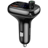 Modulator FM Baseus si Incarcator auto S-13 (CCMT000101), 2x USB, Type-C, Bluetooth MP3 Player, Afisaj LED, negru