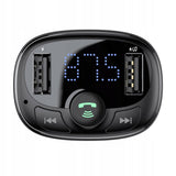 Modulator FM Baseus si Incarcator auto S-09A (CCMT000001), T Typed, 2xUSB-A cu Afisaj LED, negru
