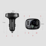 Modulator FM Baseus si Incarcator auto S-09A (CCMT000001), T Typed, 2xUSB-A cu Afisaj LED, negru