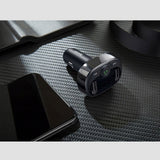 Modulator FM Baseus si Incarcator auto S-09A (CCMT000001), T Typed, 2xUSB-A cu Afisaj LED, negru