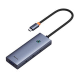 Hub USB Baseus Docking station Lite Series (B0005280A813-03), Type-C to 4x USB3.0, 5Gbps, Touch Control, Plug-si-Play, gri