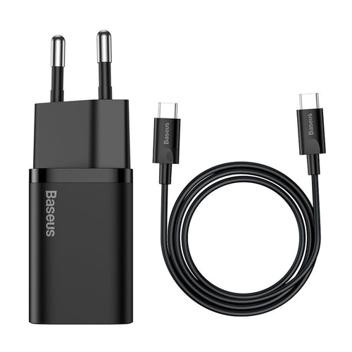 Incarcator retea Baseus Super Si (Tzccsup-L01), Type-C Cable Included, USB-C, PD25W, 3A, 1m, negru