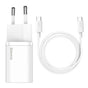 Incarcator retea Baseus Super Si (Tzccsup-L02), Type-C Cable Included, USB-C, PD25W, 3A, 1m, alb