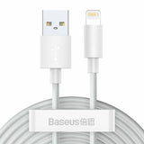 Cablu Baseus (2 pack) Cablu de date (Tzcalzj-02), USB to Lightning, Incarcare rapida 2.4A, 480Mbps, 1.5m, alb