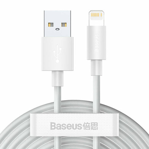 Cablu Baseus (2 pack) Cablu de date (Tzcalzj-02), USB to Lightning, Incarcare rapida 2.4A, 480Mbps, 1.5m, alb