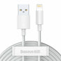Cablu Baseus (2 pack) Cablu de date (Tzcalzj-02), USB to Lightning, Incarcare rapida 2.4A, 480Mbps, 1.5m, alb