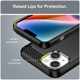 Husa pentru iPhone 15 Plus, Techsuit Carbon Silicone, albastru
