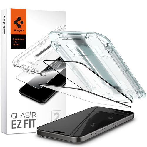 Folie de protectie pentru iPhone 15 Pro Max, Spigen (2 pack) Glas.tR EZ-FIT (AGL06873)