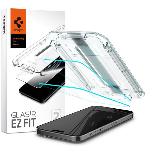 Folie de protectie pentru iPhone 15 Pro, Spigen (2 pack) Glas.tR EZ-FIT (AGL06892)
