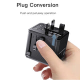 Incarcator Yesido retea (MC10), 3x USB, Type-C, pentru Travel, EU, UK, US, AUS, 3.6A, Negru