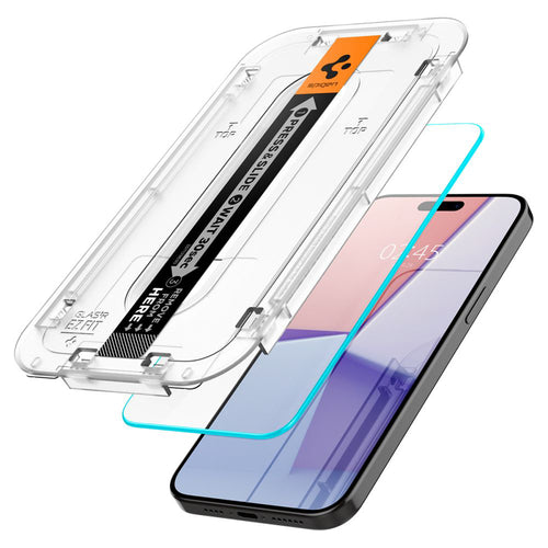 Folie de protectie pentru iPhone 15 Pro Max, Spigen (2 pack) Glas.tR EZ-FIT (AGL06872)